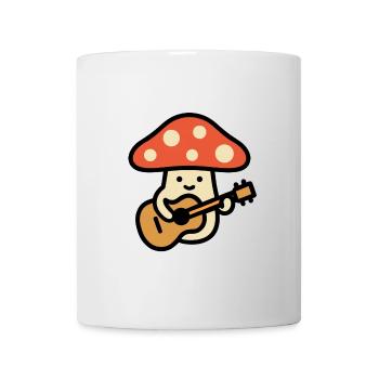 Pilz spielt Gitarre – Lustiger Cartoon Waldpilz - Tasse - Weiß - Vorne