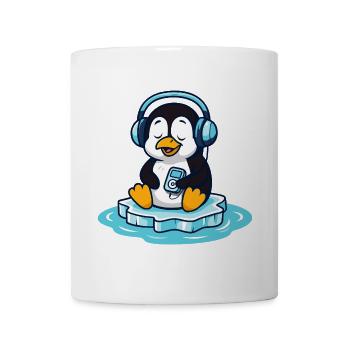 Music-loving penguin with headphones - Mug - white - Front