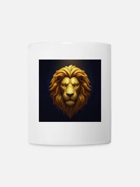 Golden Lion in the Starry Sky - Mug - white