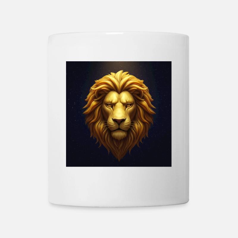 Lion d’or dans le ciel étoilé - Mug blanc - blanc