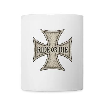 Maltese Cross Engraved RIDE OR DIE - Mug - white - Front