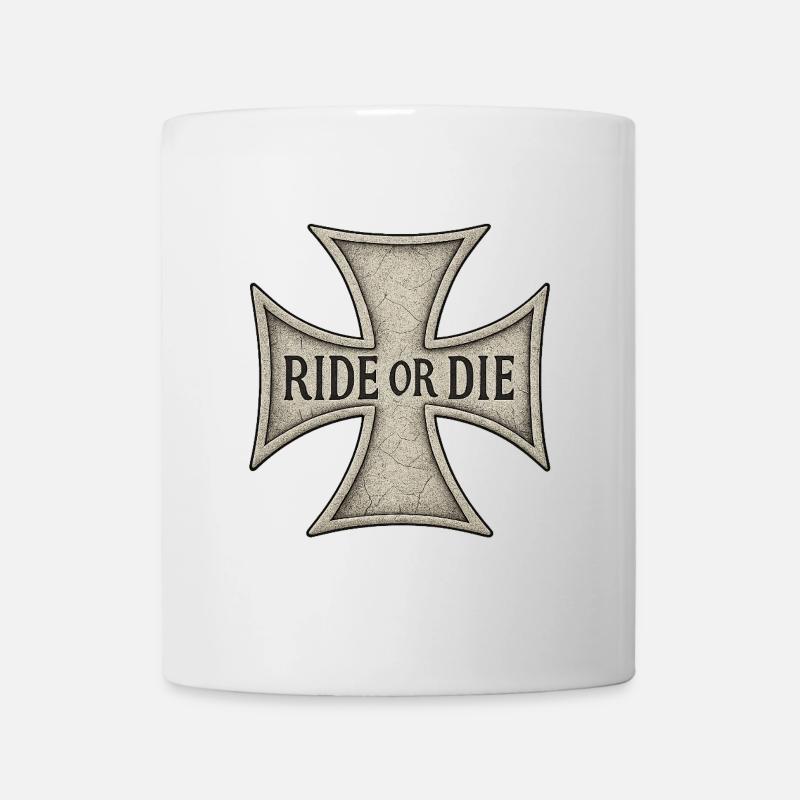 Croix de Malte gravée RIDE OR DIE - Mug blanc - blanc