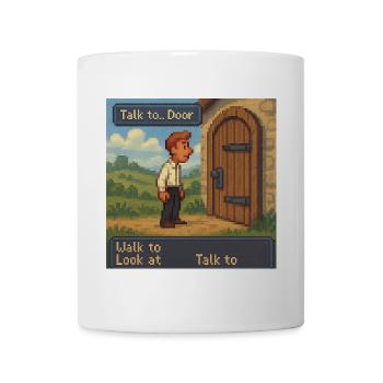Talk to Door - Pixel Art Gaming - Tasse - Weiß - Vorne