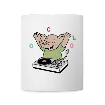Tanzender fröhlicher Elefant macht Party als DJ - Tasse - Weiß - Vorne