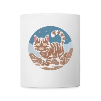 Cute Retro Cat Adventure Night Sky Gift - Mug - white - Front