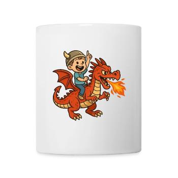 Petit viking sur dragon - Mug blanc - blanc - Devant