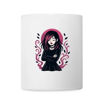 Fille gothique lune rose - Mug blanc - blanc - Devant