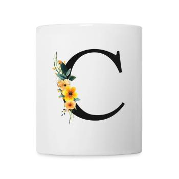 C Monogramme, Floral, Personnalisable - Mug blanc - blanc - Devant