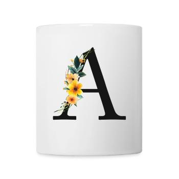 Un monogramme, floral, personnalisable - Mug blanc - blanc - Devant