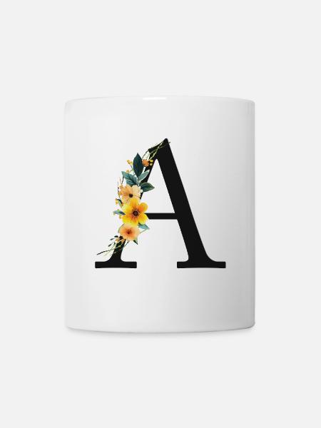 A Monogramm, Floral, personalisierbar - Tasse - Weiß