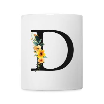 D Monogram, Floral, Personnalisable - Mug blanc - blanc - Devant
