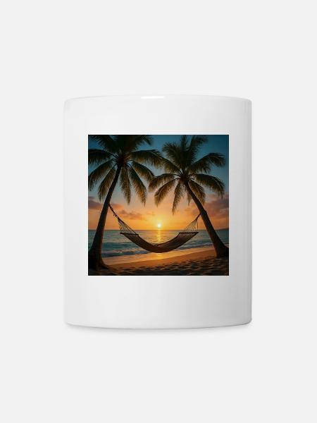 Vacation - Palmen - Hängematte - Tasse - Weiß