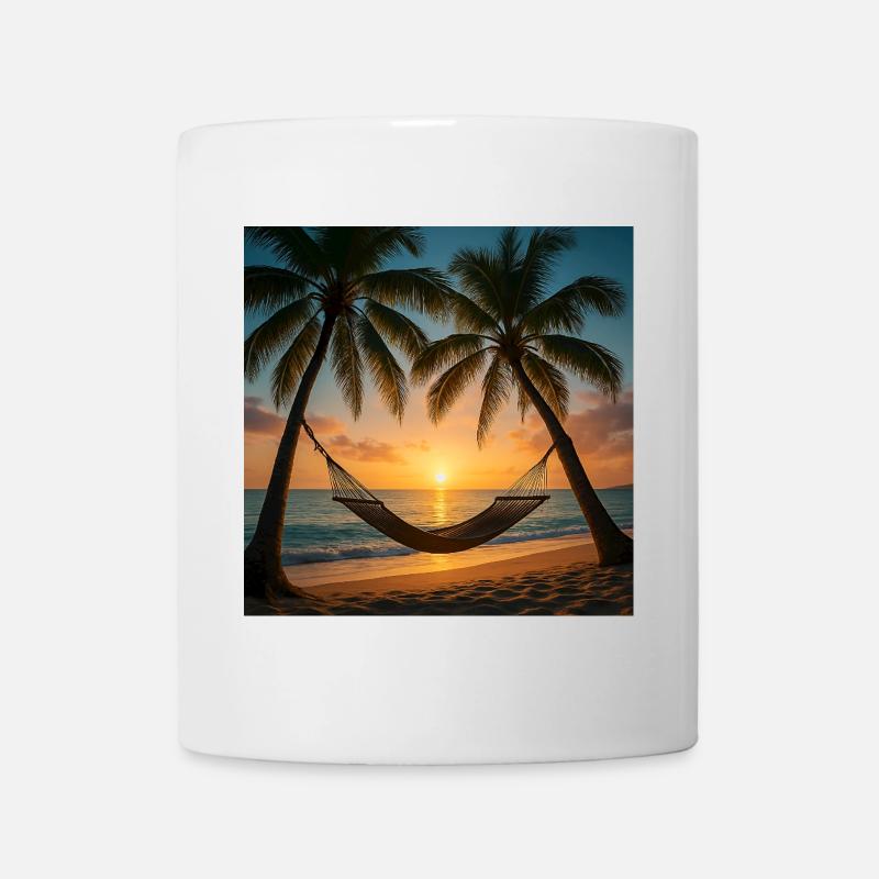 Vacation - Palmen - Hängematte - Tasse - Weiß