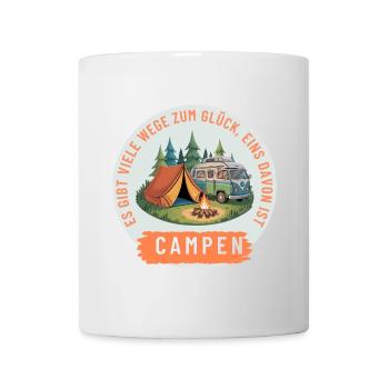 Es gibt viele Wege zum Glück - Campen! - Tasse - Weiß - Vorne