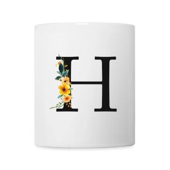 H Monogram, Floral, Personalizable - Mug - white - Front