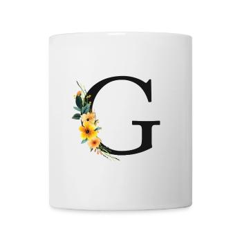 G Monogram, Floral, Personalizable - Mug - white - Front