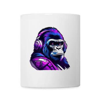 Futuristic gorilla motif with headphones - Mug - white - Front