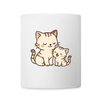 Maman chat et bébé chaton câlins et rires - Mug blanc - blanc - Devant