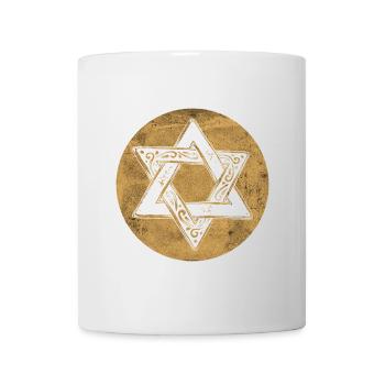 Étoile de David ornée en cercle doré - Mug blanc - blanc - Devant