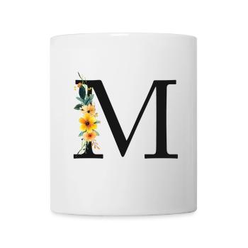 M Monogram, Floral, Personnalisable - Mug blanc - blanc - Devant
