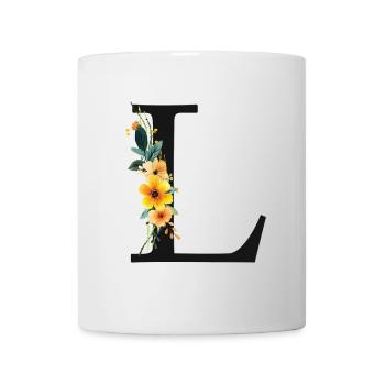 L Monogram, Floral, Personnalisable - Mug blanc - blanc - Devant