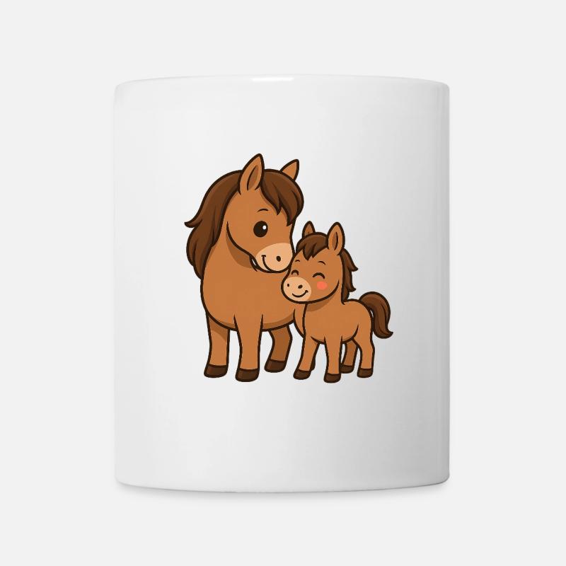 Une maman cheval fait des câlins à son bébé cheval - Mug blanc - blanc
