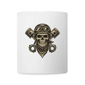 Crâne biker mécanique vintage - Mug blanc - blanc - Devant