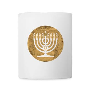 Chanukka Menora Kerzenständer im Golden Circle - Tasse - Weiß - Vorne