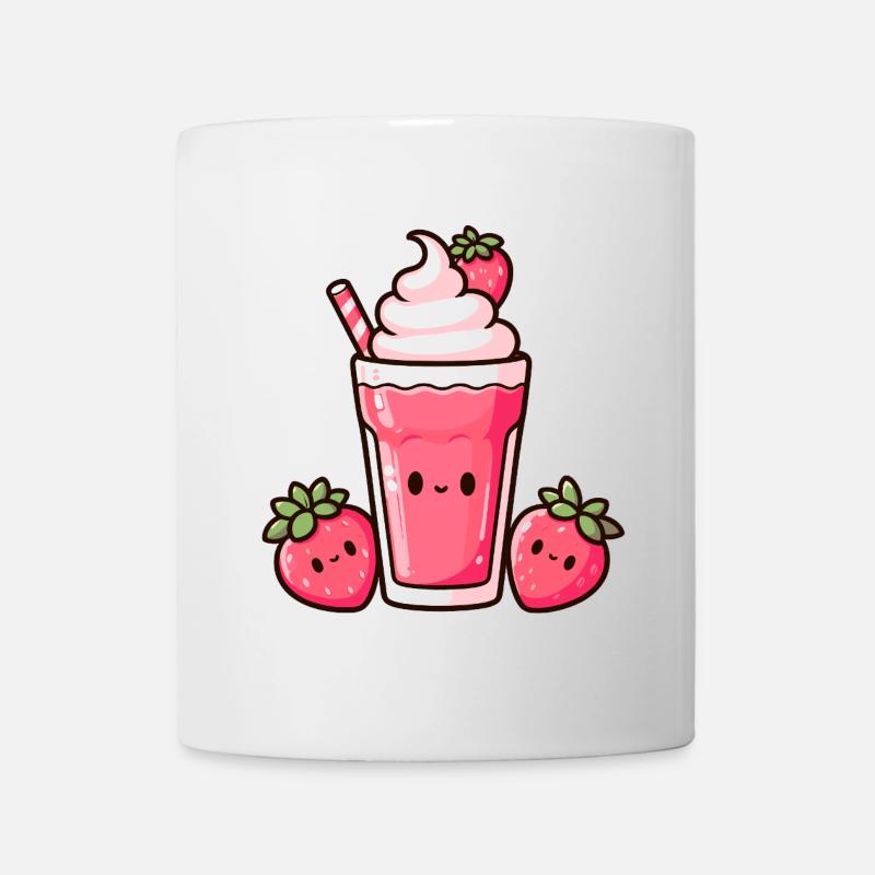 Kawaii Erdbeer-Milchshake Design - Tasse - Weiß