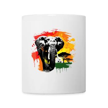 Éléphant Afrique Safari Nature sauvage Aquarelle Art - Mug blanc - blanc - Devant