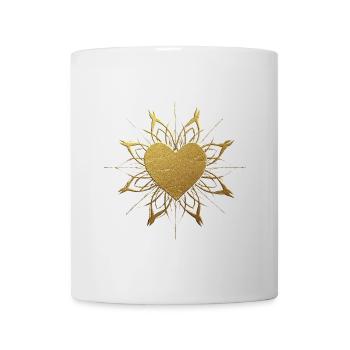 Goldenes Herz Ornament - Tasse - Weiß - Vorne