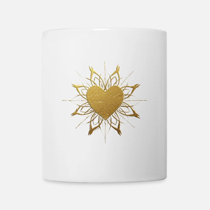 Ornement de coeur doré - Mug blanc - blanc