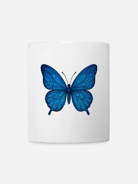 Blauer Schmetterling - Tasse - Weiß