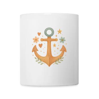 Boho Anker mit Blumen & Herzen Design - Tasse - Weiß - Vorne