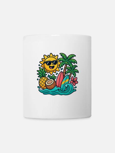 Sunny Beach Paradise Surf Design - Mug blanc - blanc