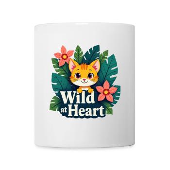 Wilder Katzenfreund mit Blumenmotiven - Tasse - Weiß - Vorne