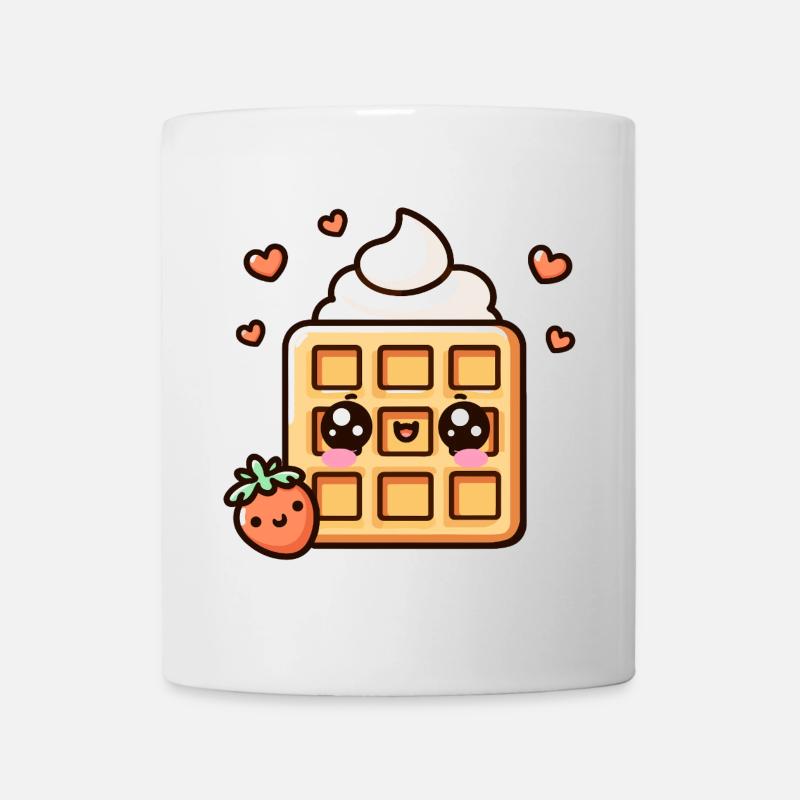 Kawaii Waffle Dessert Illustration - Mug - white