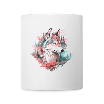 Wolf Wolf Head Forest Nature Mountains Wilderness Art - Mug - white - Front