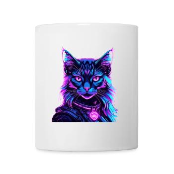 Neon Space Cat Cat Portrait - Mug - white - Front