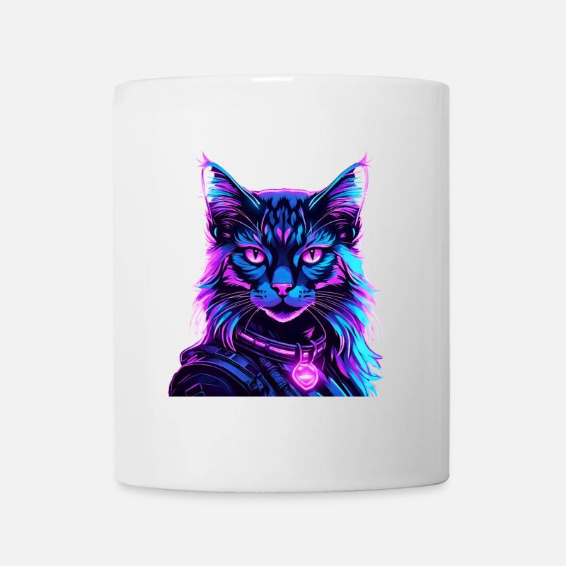 Néon Espace Chat Chat Portrait - Mug blanc - blanc