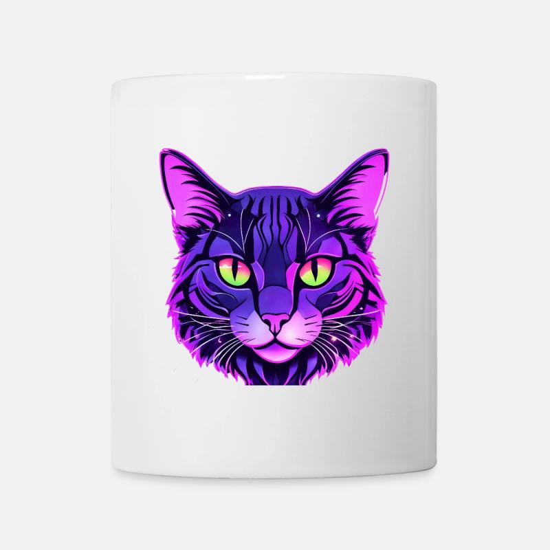 Portrait de chat aux couleurs néon - Mug blanc - blanc