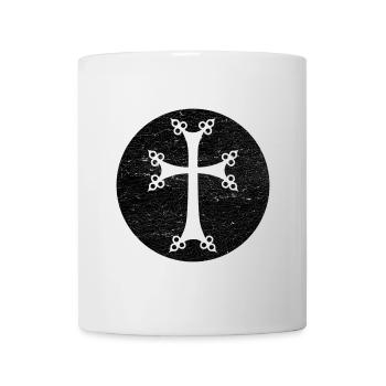 Stylized Armenian Cross in Black Circle - Mug - white - Front