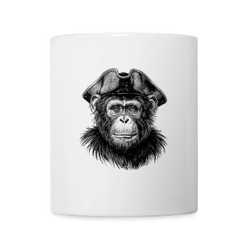 Pirat Chimpanzee Illustration – Vintage Zeichnung - Tasse - Weiß - Vorne