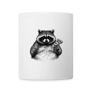 Raccoon with Pizza – Funny Animal Drawing - Mug - white - Front