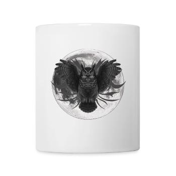eulen, Tribals, Monde, schwarz weiß - Tasse - Weiß - Vorne