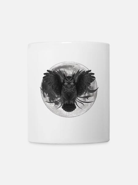 Monde Eulen Design in Graustufen - Tasse - Weiß