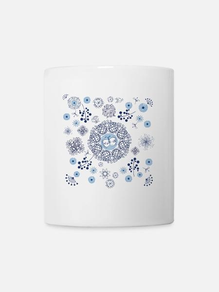 Motif floral abstrait d’hiver en bleu - Mug blanc - blanc