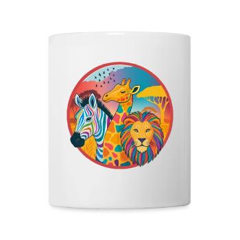 Colorful savannah trio: zebra, giraffe, lion - Mug - white - Front