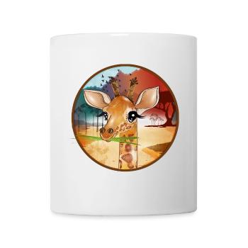 Niedliche Giraffe mit großen Augen in Savanne - Tasse - Weiß - Vorne