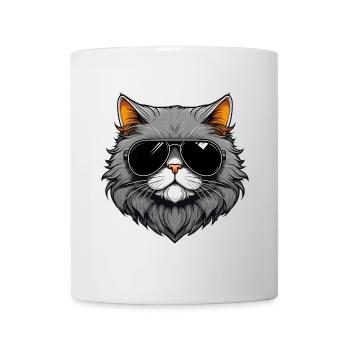 Zen-Katze mit Sonnenbrille - Tasse - Weiß - Vorne